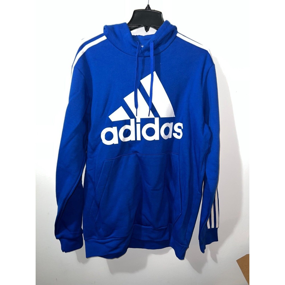 NEW MEN'S ADIDAS BLUE PULLOVER SWEATSHIRT W/ Kangaroo Pockets Men's SIZE L T